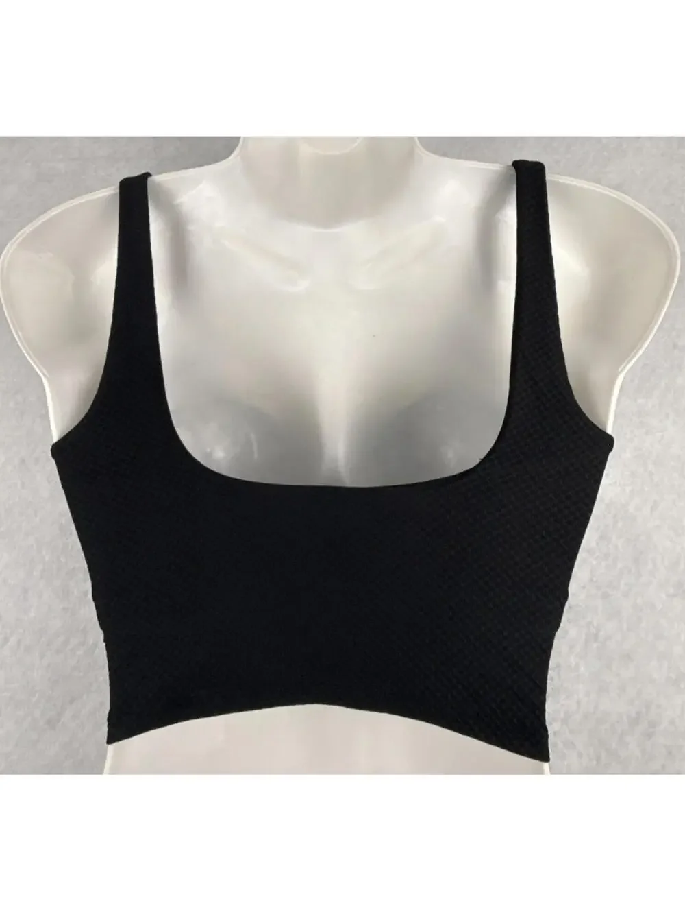 Calia‎ Womens XS Pure Black U Bar Longline Textured Bikini Top NWT